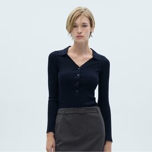 MANGO Ribbed Sweater with Buttons